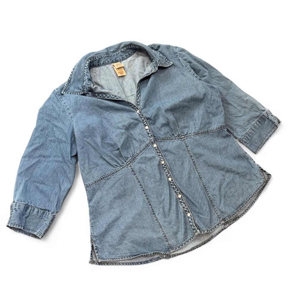 Y2K Cottage Boho Structured Corset Denim Button Up Top